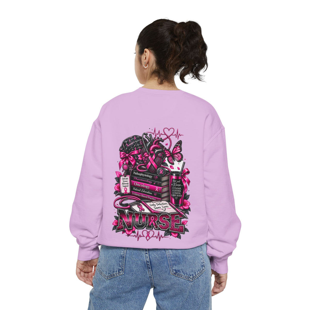Breast Cancer Awareness Nurse Sweatshirt — Pink Ribbon RN Crewneck