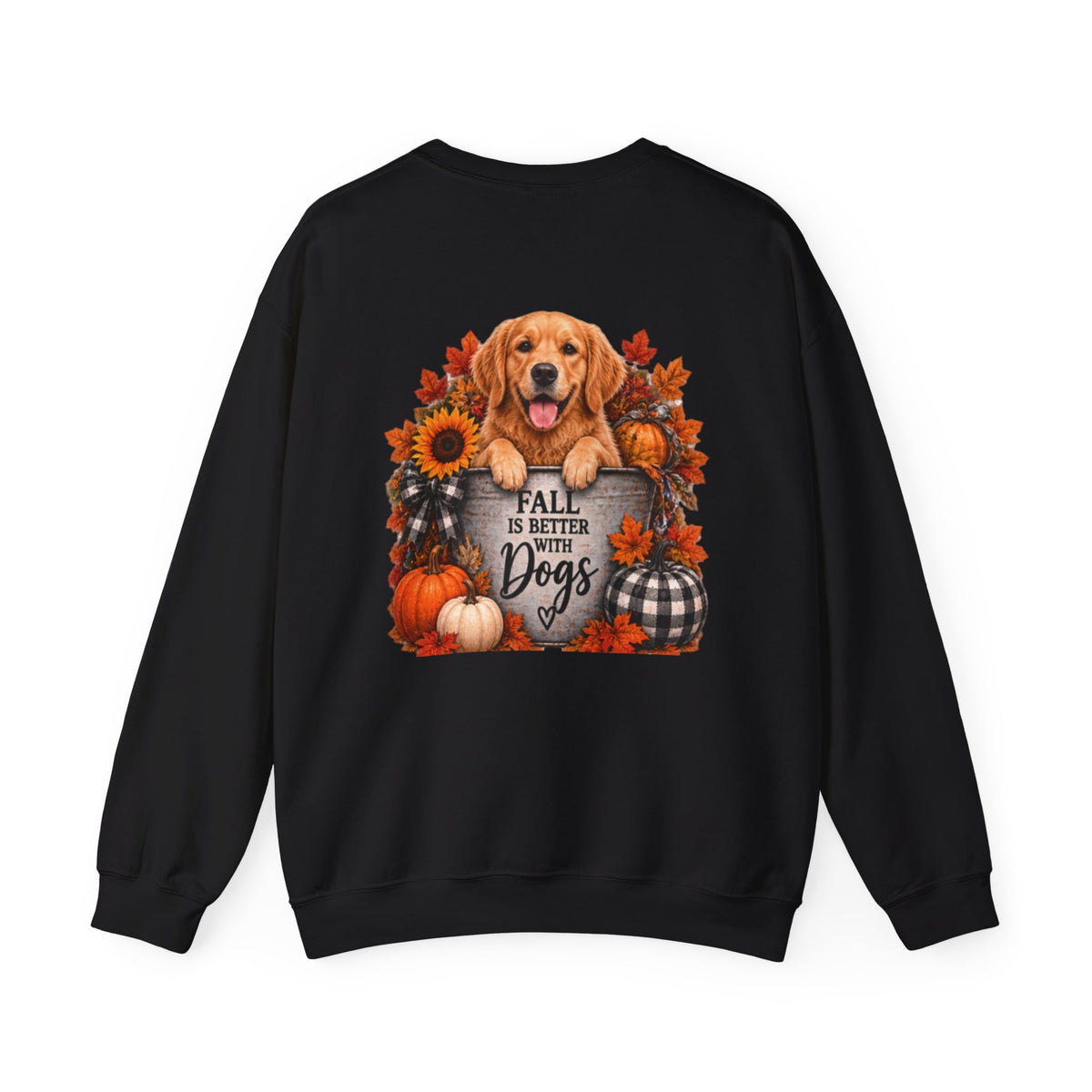Golden Retriever Fall Dogs Sweatshirt | Autumn Pumpkins Sunflowers Plaid