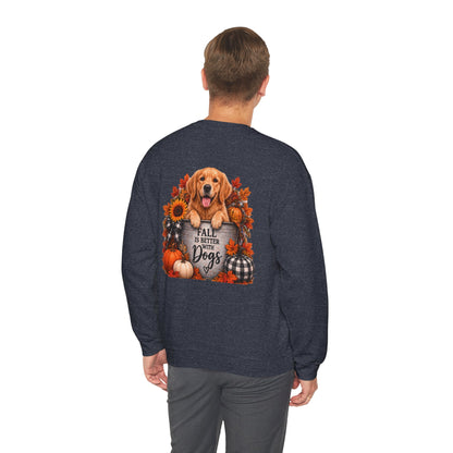 Golden Retriever Fall Dogs Sweatshirt | Autumn Pumpkins Sunflowers Plaid