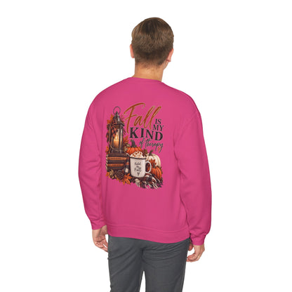 Fall Is My Kind Of Therapy Sweatshirt | Autumn Leaves Lantern Coffee Pumpkin