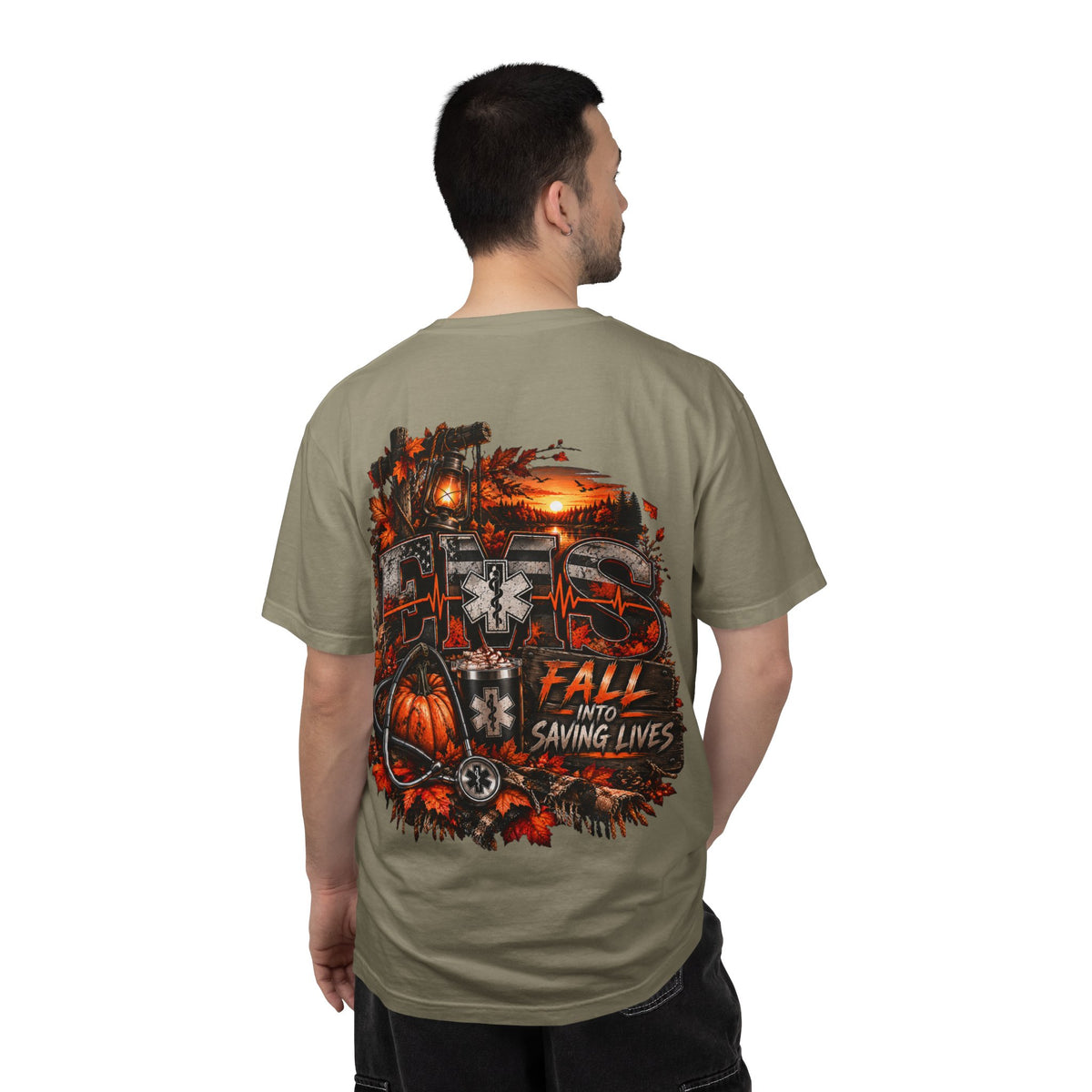 EMS Fall Into Saving Lives | Fall Paramedic EMT T-Shirt & Sweatshirt | First Responder Autumn Apparel