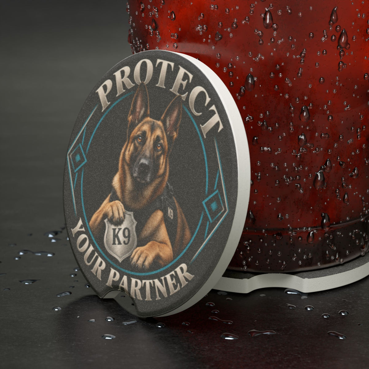 Protect Your Partner K9 German Shepherd Soapstone Car Coaster