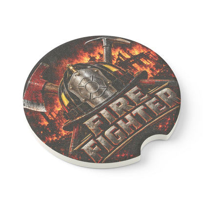 Firefighter Helmet Soapstone Car Coaster – Firefighter Pride Car Accessory
