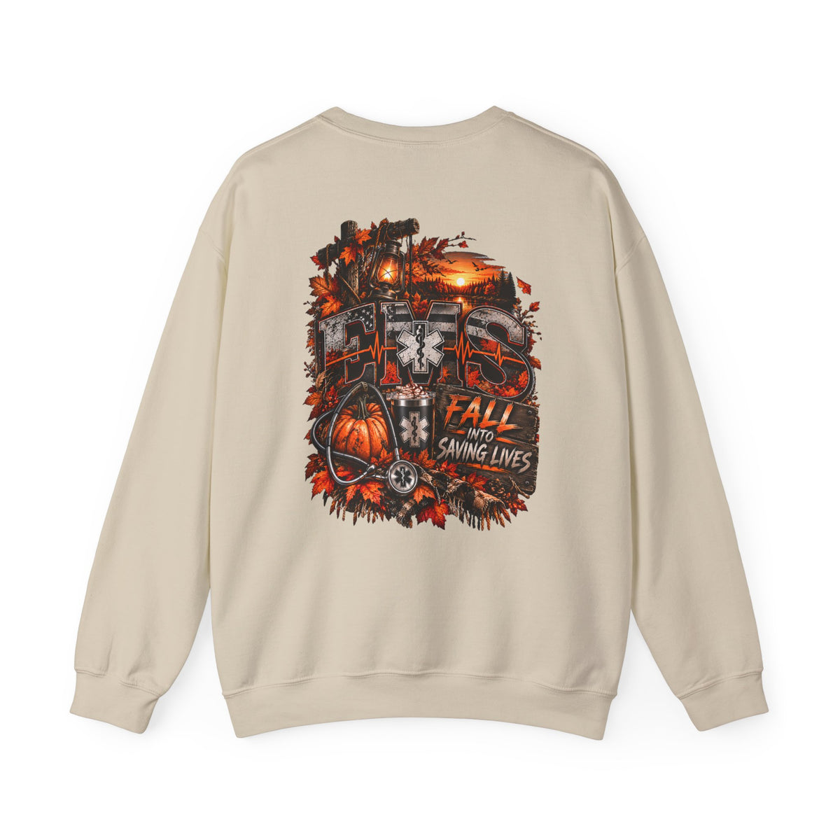 EMS Fall Into Saving Lives | Fall Paramedic EMT T-Shirt & Sweatshirt | First Responder Autumn Apparel