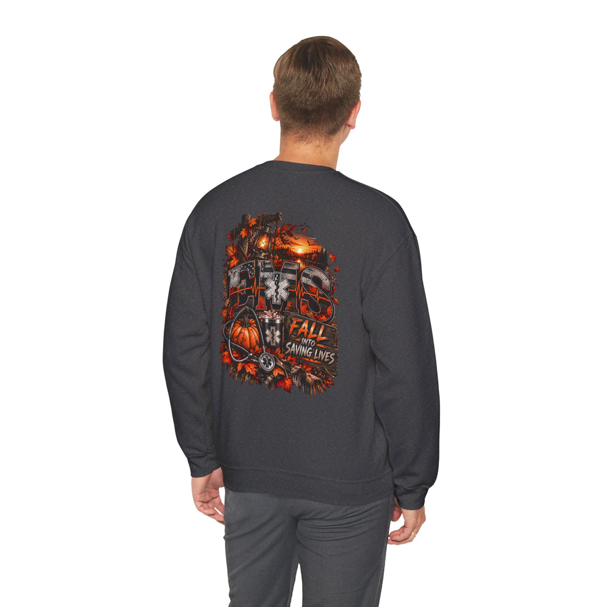 EMS Fall Into Saving Lives | Fall Paramedic EMT T-Shirt & Sweatshirt | First Responder Autumn Apparel