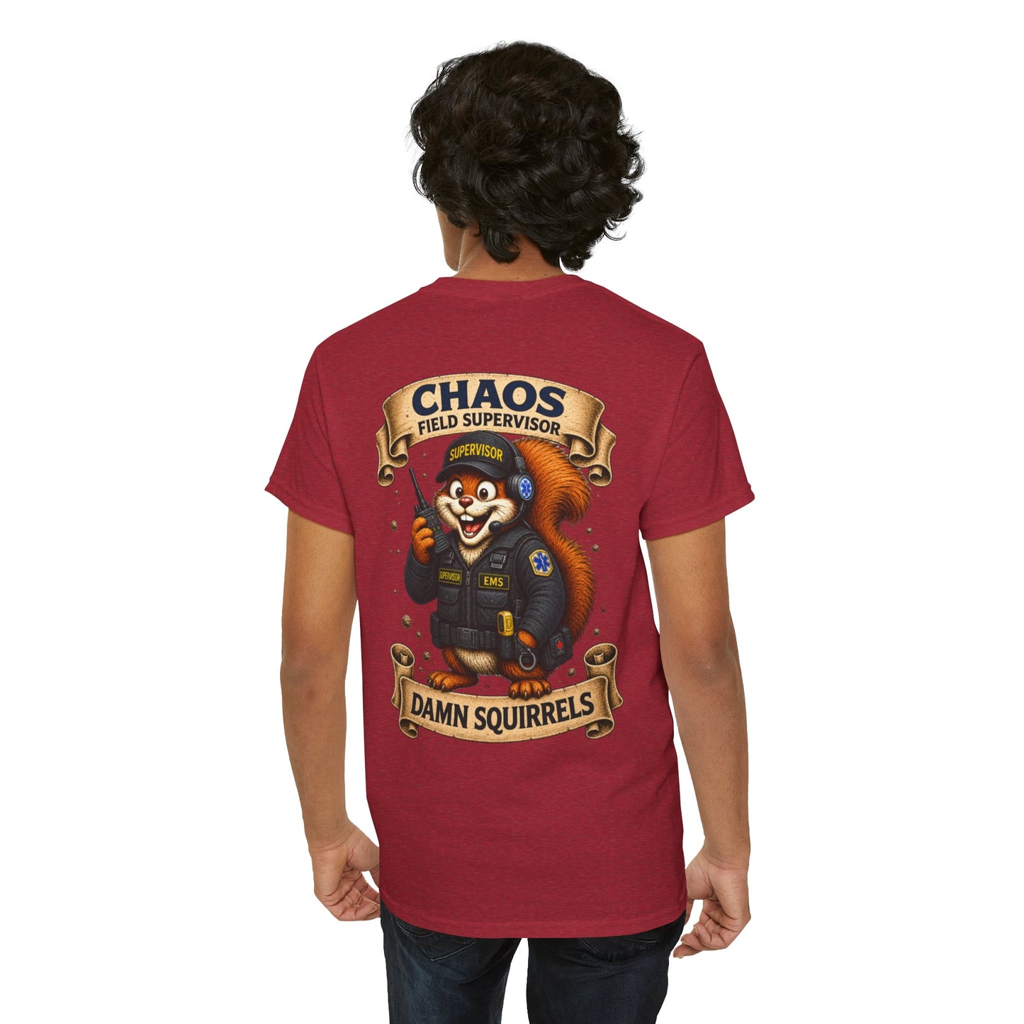 EMS Field Supervisor 'Chaos Squirrel' T-Shirt — Funny EMS Supervisor Gift