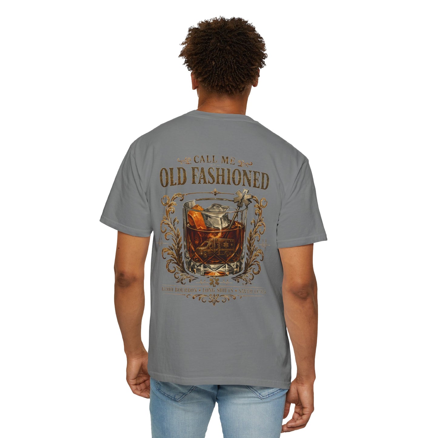 EMS Bourbon & Ambulance Whiskey T-Shirt — "Call Me Old Fashioned"