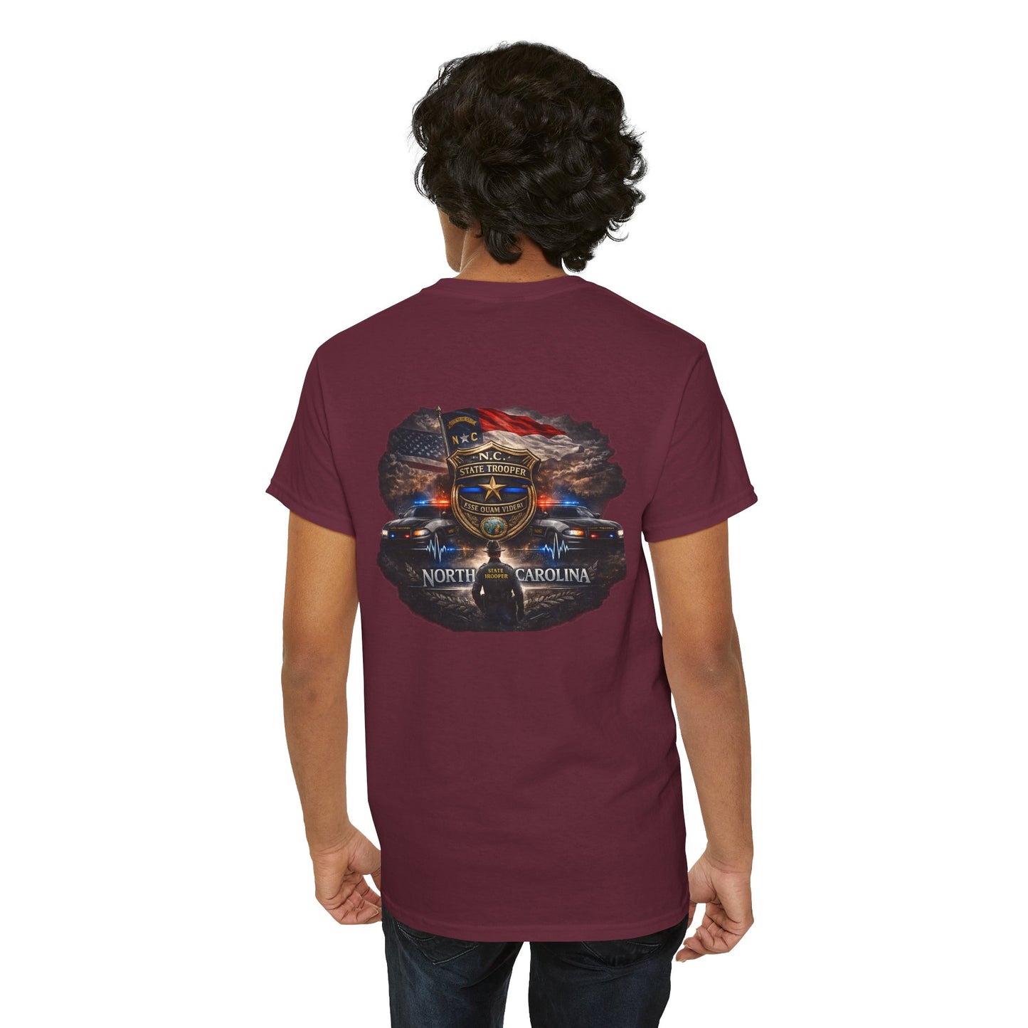 Sworn to serve-State Trooper Badge North Carolina T‑Shirt – Motto