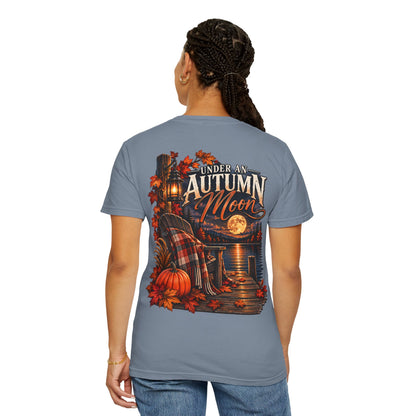 Under an Autumn Moon T-Shirt | Fall Lake Scene, Pumpkins & Plaid