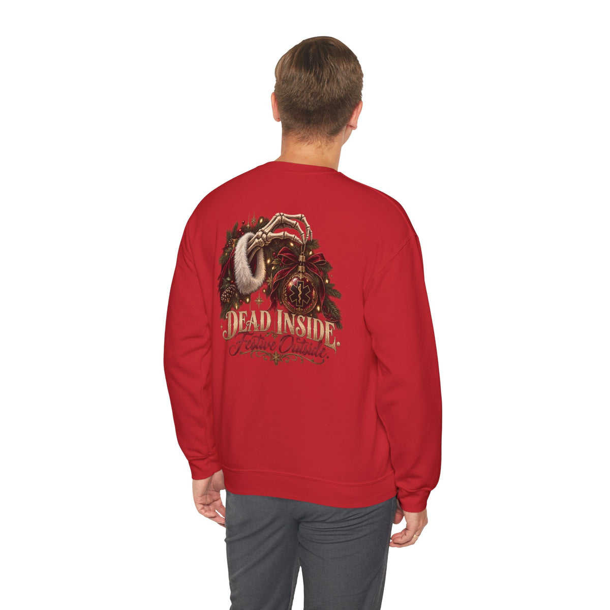 Dead Inside Festive Outside EMS Christmas Sweatshirt, Funny Paramedic Gift, EMT Holiday Crewneck, First Responder Dark Humor