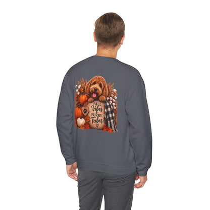 Fall Vibes Furry Tribes Dog Sweatshirt | Pumpkin Plaid Cozy Autumn
