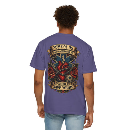 Paramedic Tattoo Heart T‑Shirt — "Some of Us Wear Our Stories in Ink, Some of Us Save Yours"
