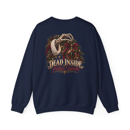 Dead Inside Festive Outside EMS Christmas Sweatshirt, Funny Paramedic Gift, EMT Holiday Crewneck, First Responder Dark Humor