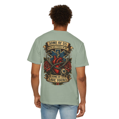 Paramedic Tattoo Heart T‑Shirt — "Some of Us Wear Our Stories in Ink, Some of Us Save Yours"