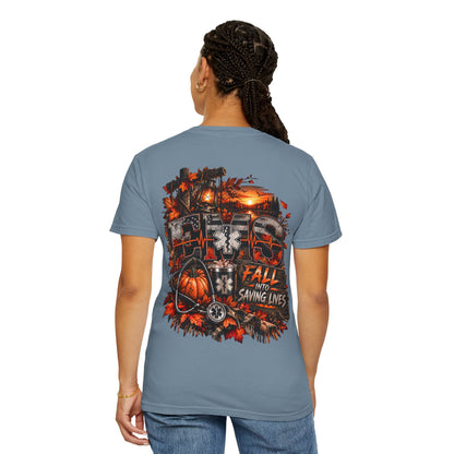 EMS Fall Into Saving Lives | Fall Paramedic EMT T-Shirt & Sweatshirt | First Responder Autumn Apparel