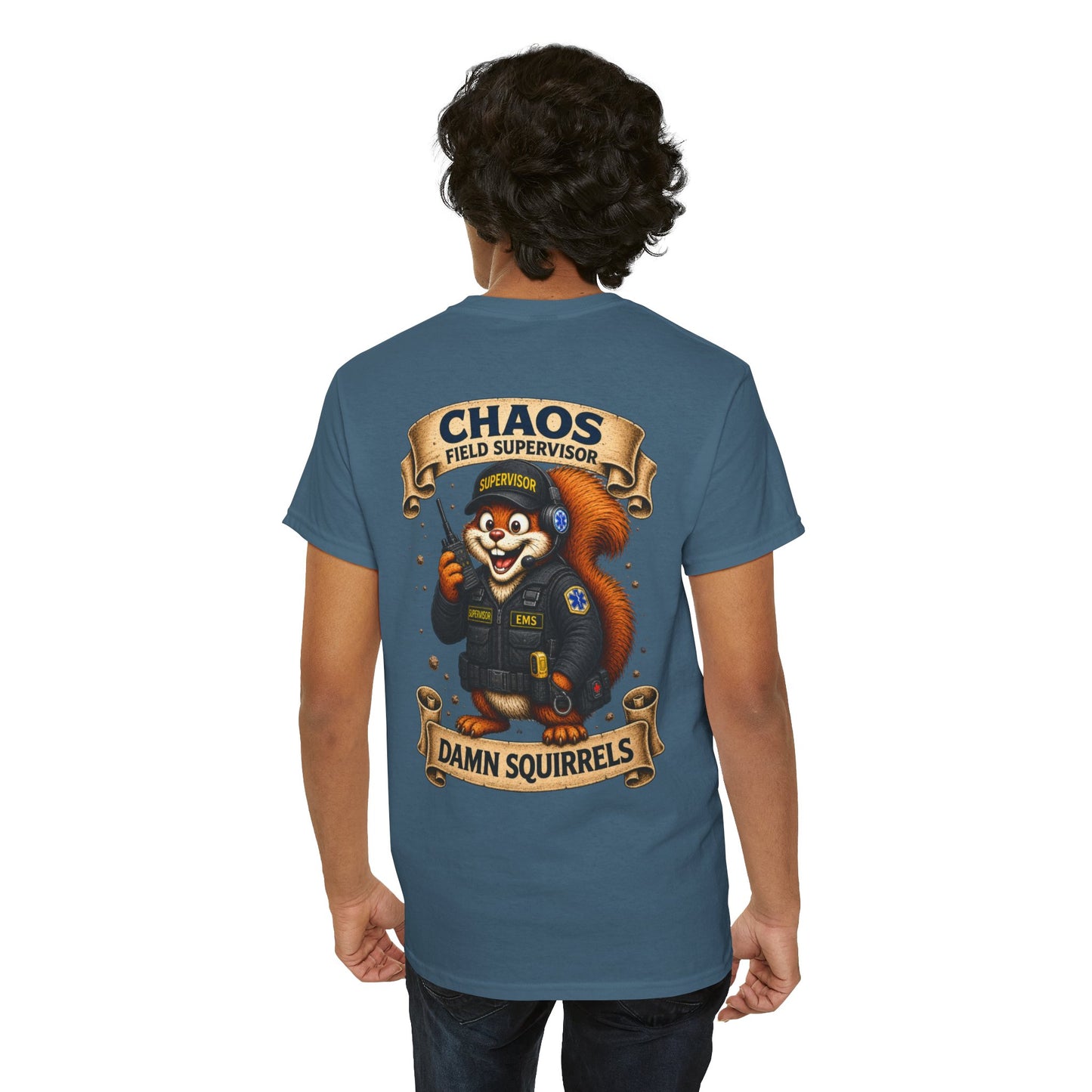 EMS Field Supervisor 'Chaos Squirrel' T-Shirt — Funny EMS Supervisor Gift