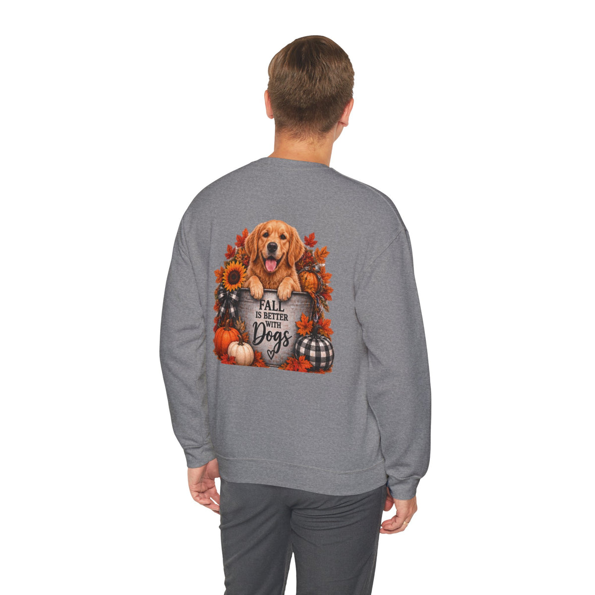 Golden Retriever Fall Dogs Sweatshirt | Autumn Pumpkins Sunflowers Plaid