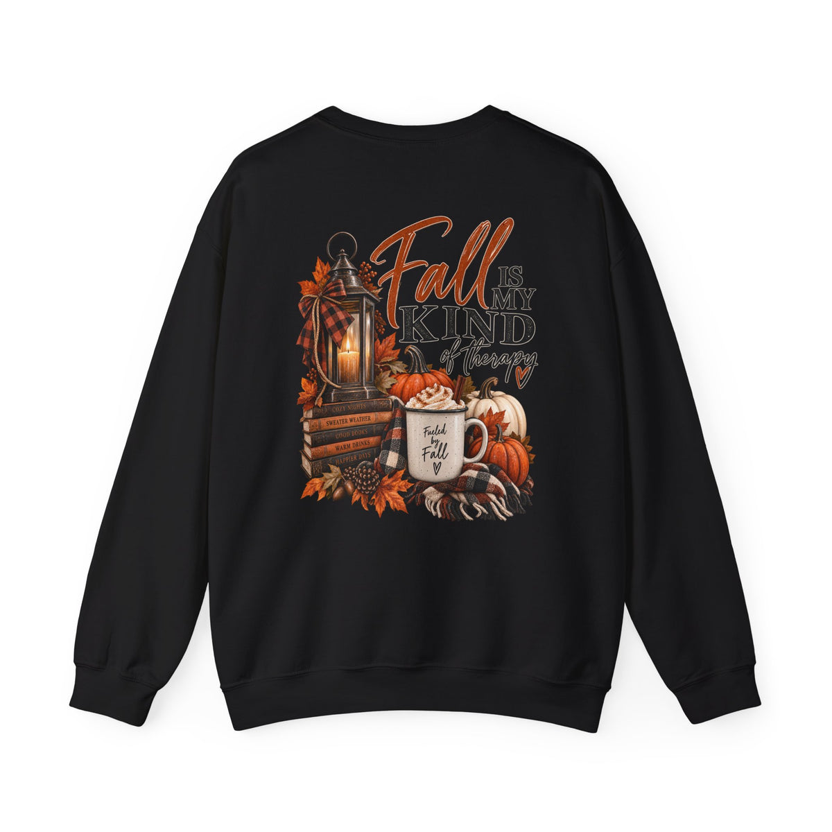 Fall Is My Kind Of Therapy Sweatshirt | Autumn Leaves Lantern Coffee Pumpkin