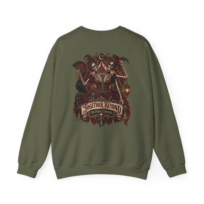 Together Beyond the Final Curtain | Gothic Sideshow Skeleton Halloween Shirt