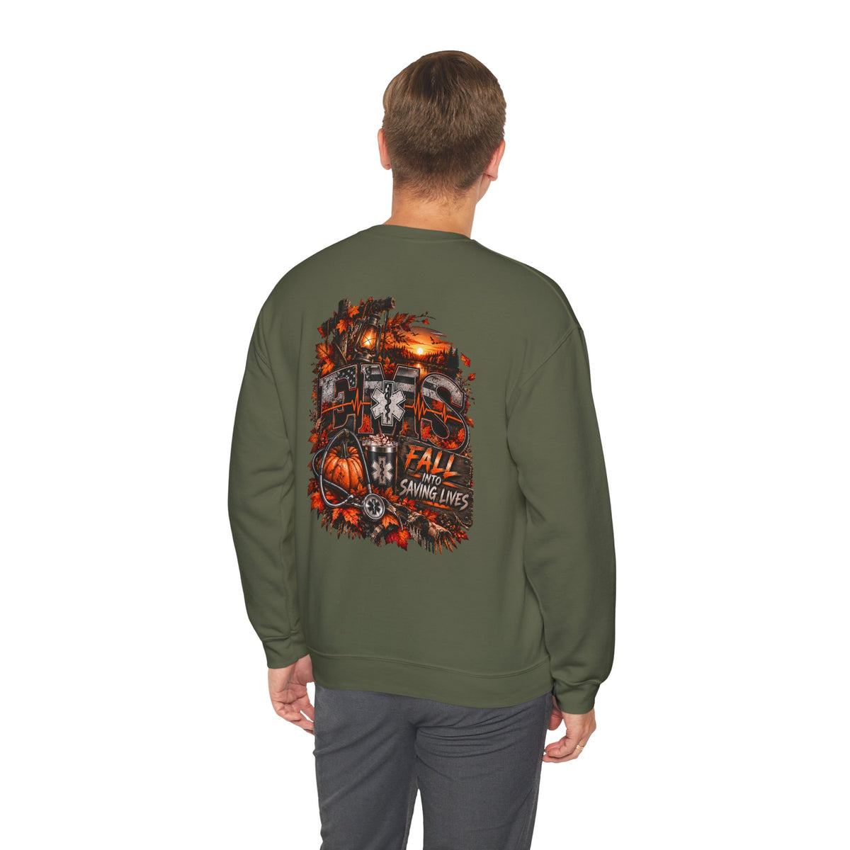 EMS Fall Into Saving Lives | Fall Paramedic EMT T-Shirt & Sweatshirt | First Responder Autumn Apparel