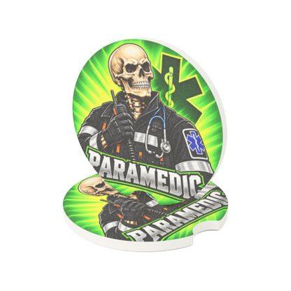 Paramedic Skull Soapstone Car Coaster — EMS Drink Holder Protector