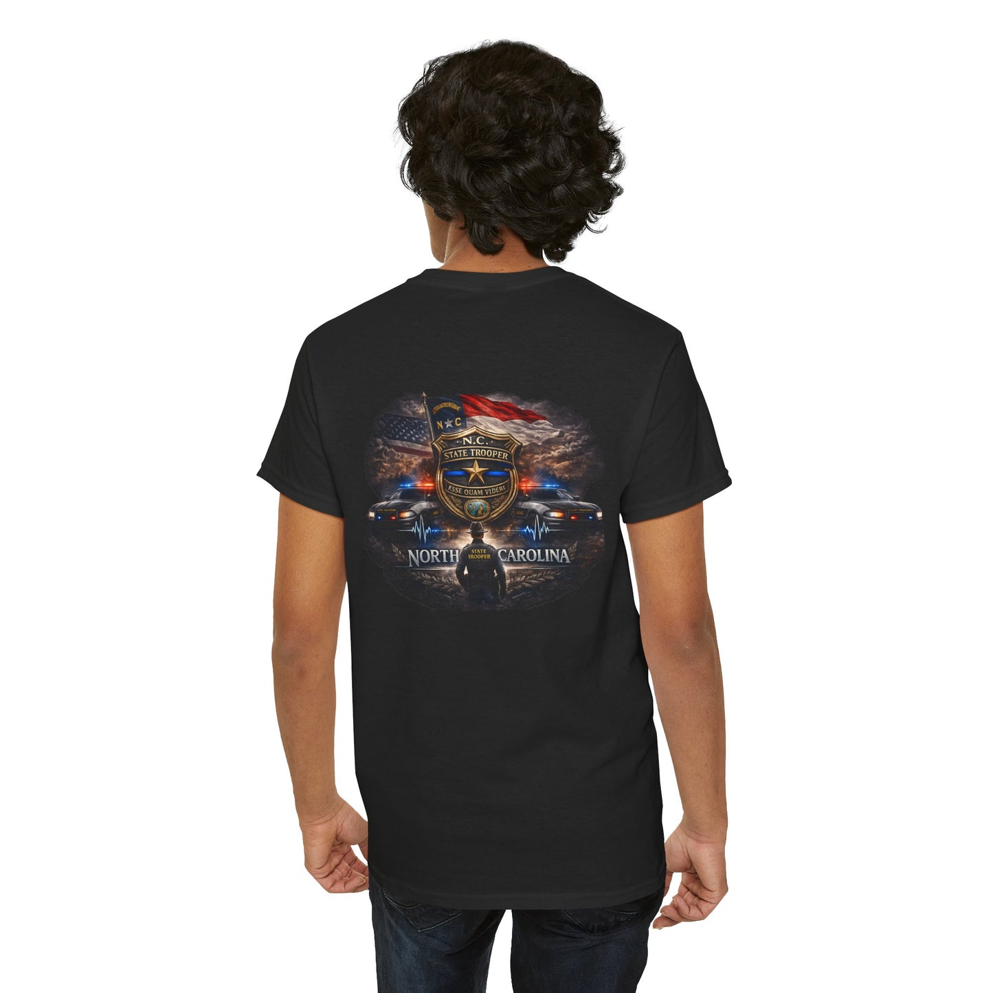 Sworn to serve-State Trooper Badge North Carolina T‑Shirt – Motto