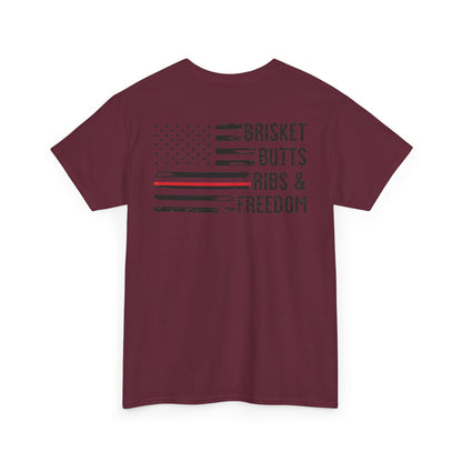 Copy of Thin Blue Line Patriotic BBQ Shirt Brisket Butts Ribs Smoker Tee | American Flag Grill