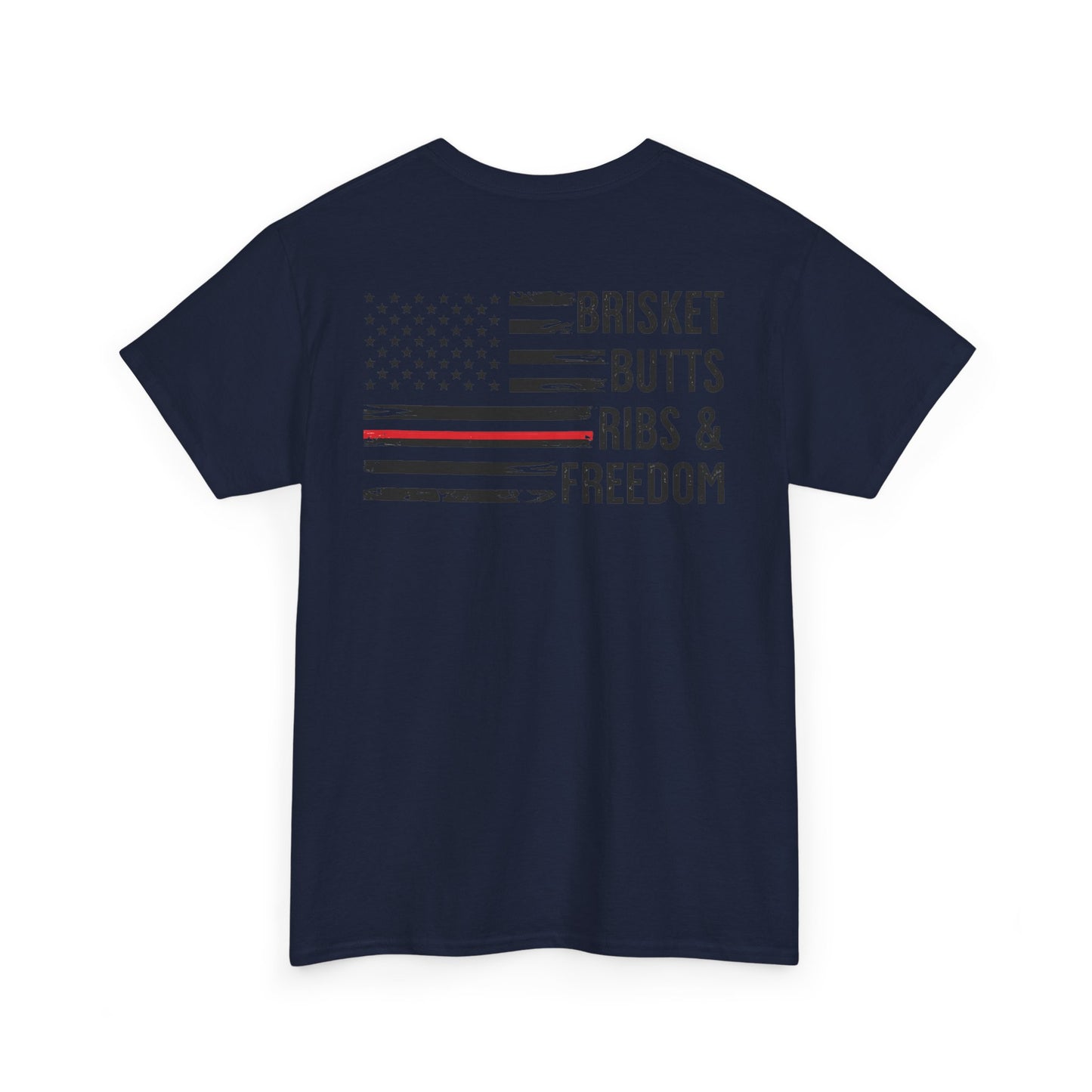 Copy of Thin Blue Line Patriotic BBQ Shirt Brisket Butts Ribs Smoker Tee | American Flag Grill