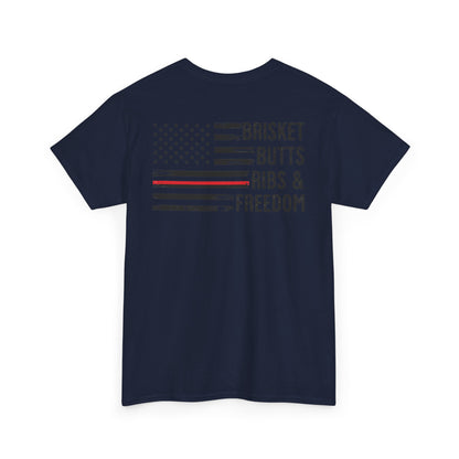 Copy of Thin Blue Line Patriotic BBQ Shirt Brisket Butts Ribs Smoker Tee | American Flag Grill