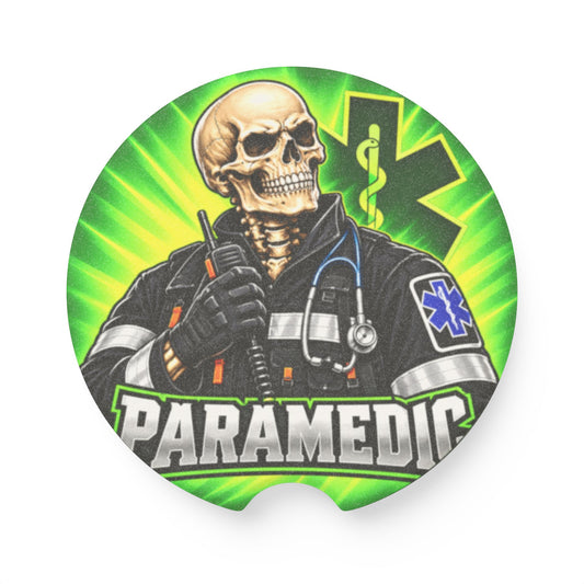 Paramedic Skull Soapstone Car Coaster — EMS Drink Holder Protector