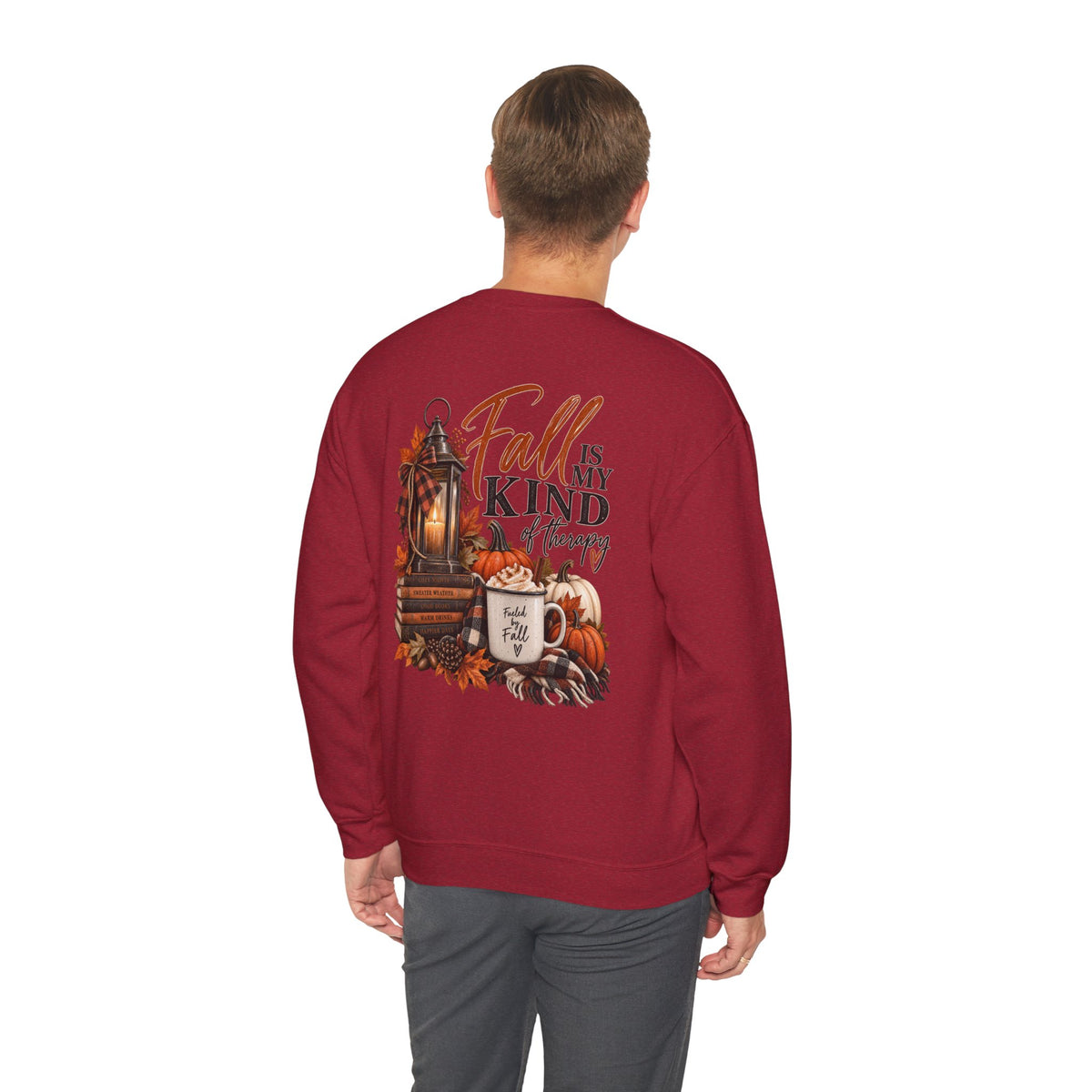 Fall Is My Kind Of Therapy Sweatshirt | Autumn Leaves Lantern Coffee Pumpkin