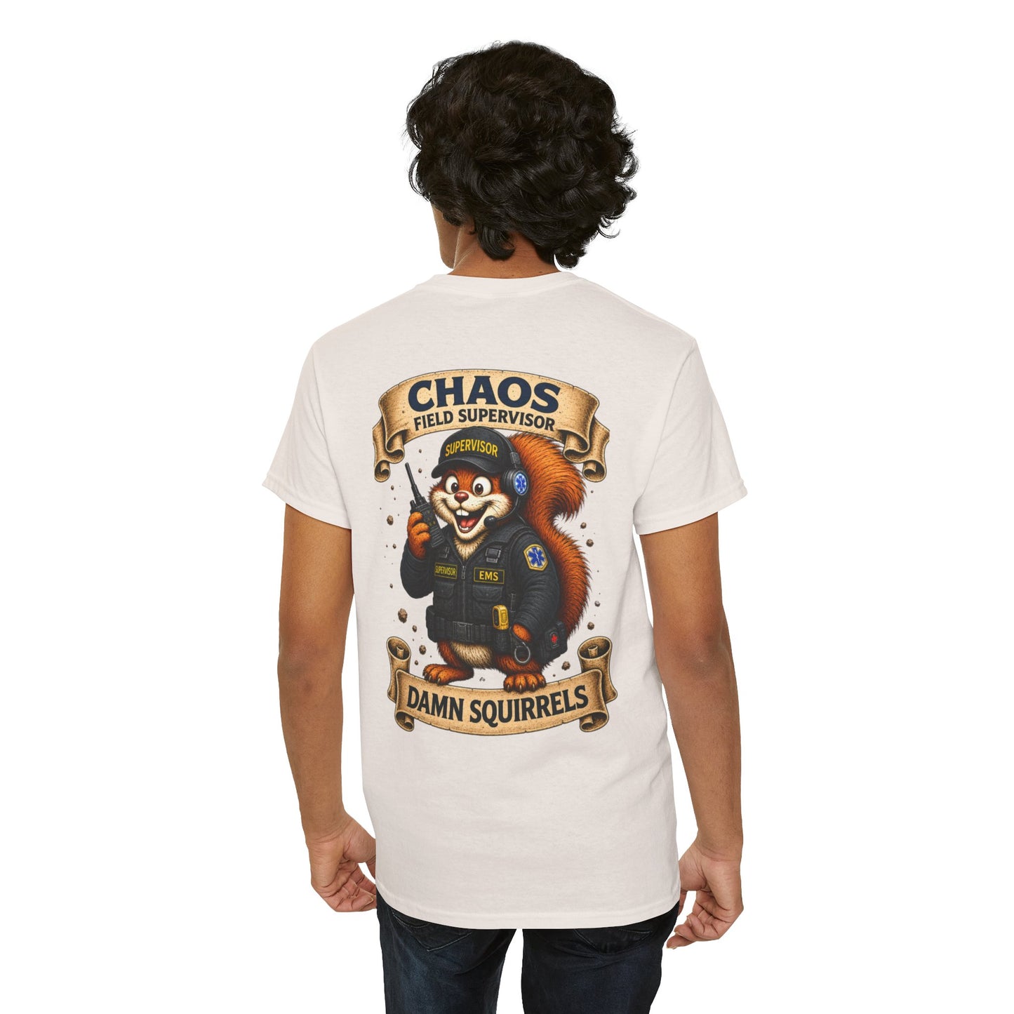 EMS Field Supervisor 'Chaos Squirrel' T-Shirt — Funny EMS Supervisor Gift