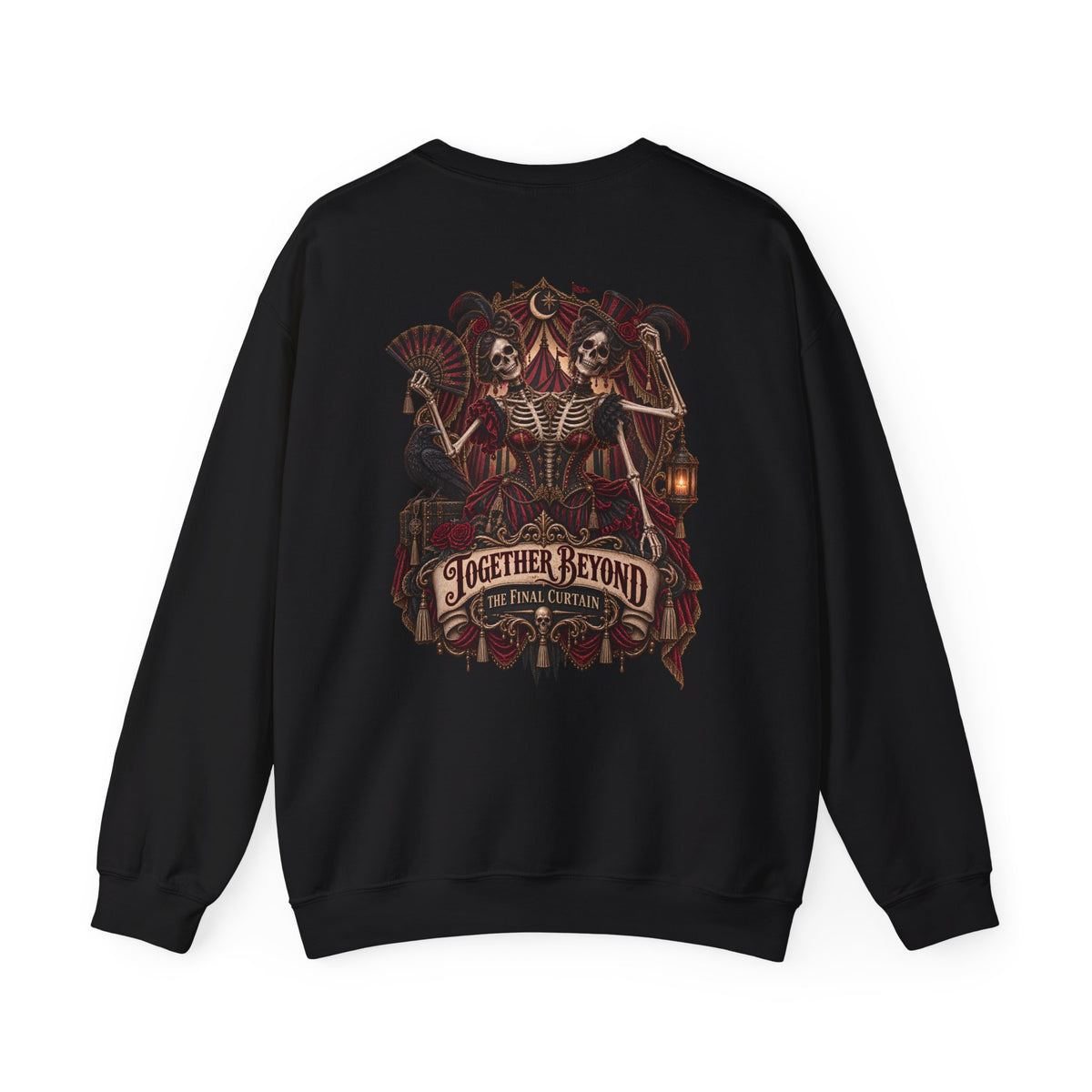 Together Beyond the Final Curtain | Gothic Sideshow Skeleton Halloween Shirt