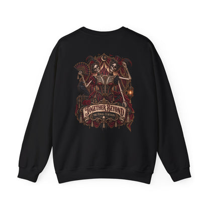 Together Beyond the Final Curtain | Gothic Sideshow Skeleton Halloween Shirt
