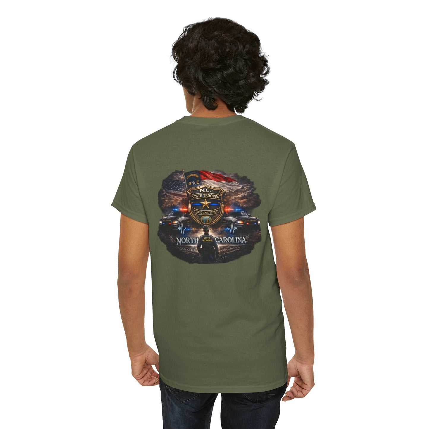 Sworn to serve-State Trooper Badge North Carolina T‑Shirt – Motto