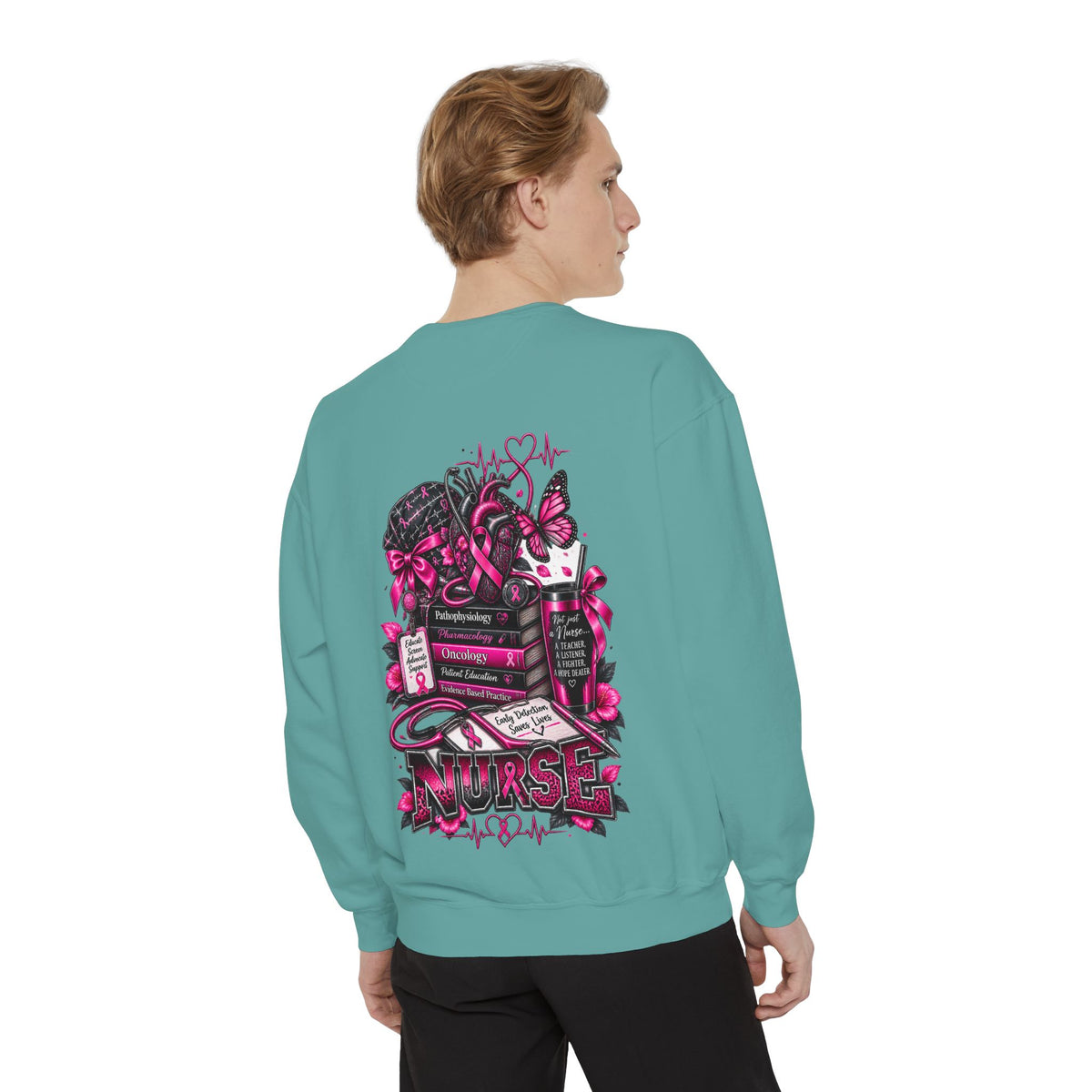 Breast Cancer Awareness Nurse Sweatshirt — Pink Ribbon RN Crewneck