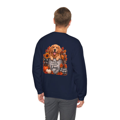 Golden Retriever Fall Dogs Sweatshirt | Autumn Pumpkins Sunflowers Plaid