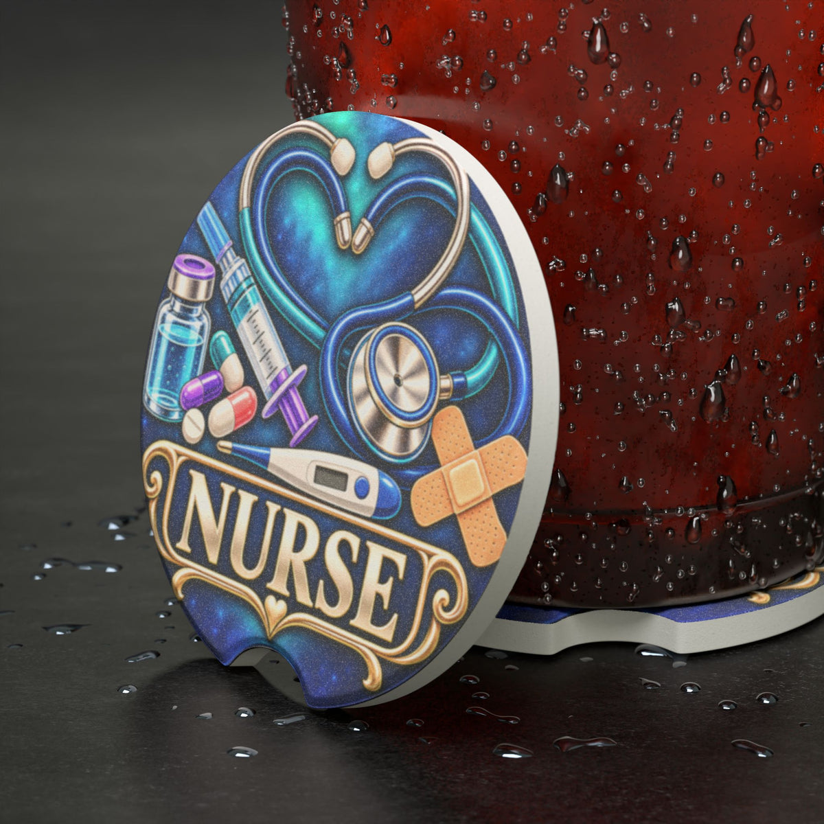Nurse Car Coaster — Medical Symbols Soapstone Drink Holder
