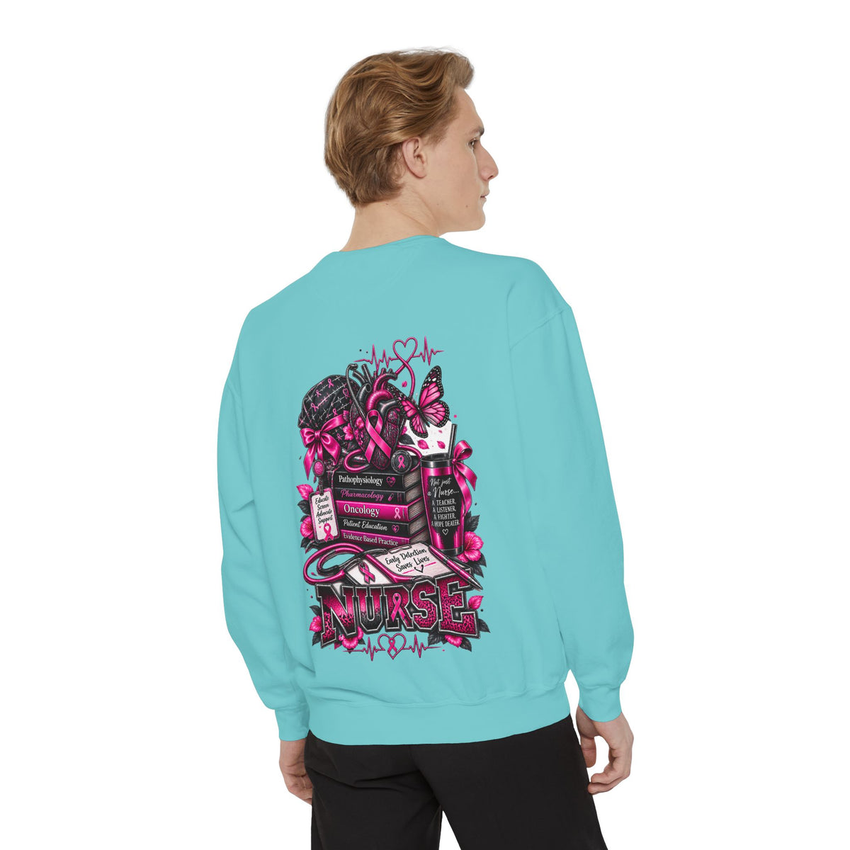 Breast Cancer Awareness Nurse Sweatshirt — Pink Ribbon RN Crewneck
