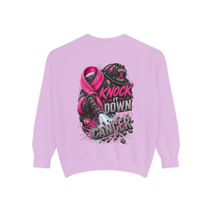 Breast Cancer Awareness Sweatshirt  Firefighter edition— "Knock It Down Cancer" Crewneck