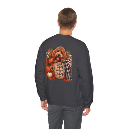 Fall Vibes Furry Tribes Dog Sweatshirt | Pumpkin Plaid Cozy Autumn