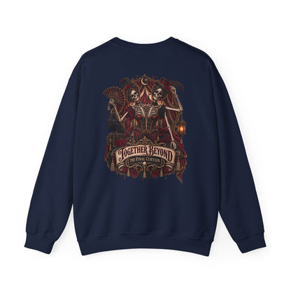 Together Beyond the Final Curtain | Gothic Sideshow Skeleton Halloween Shirt