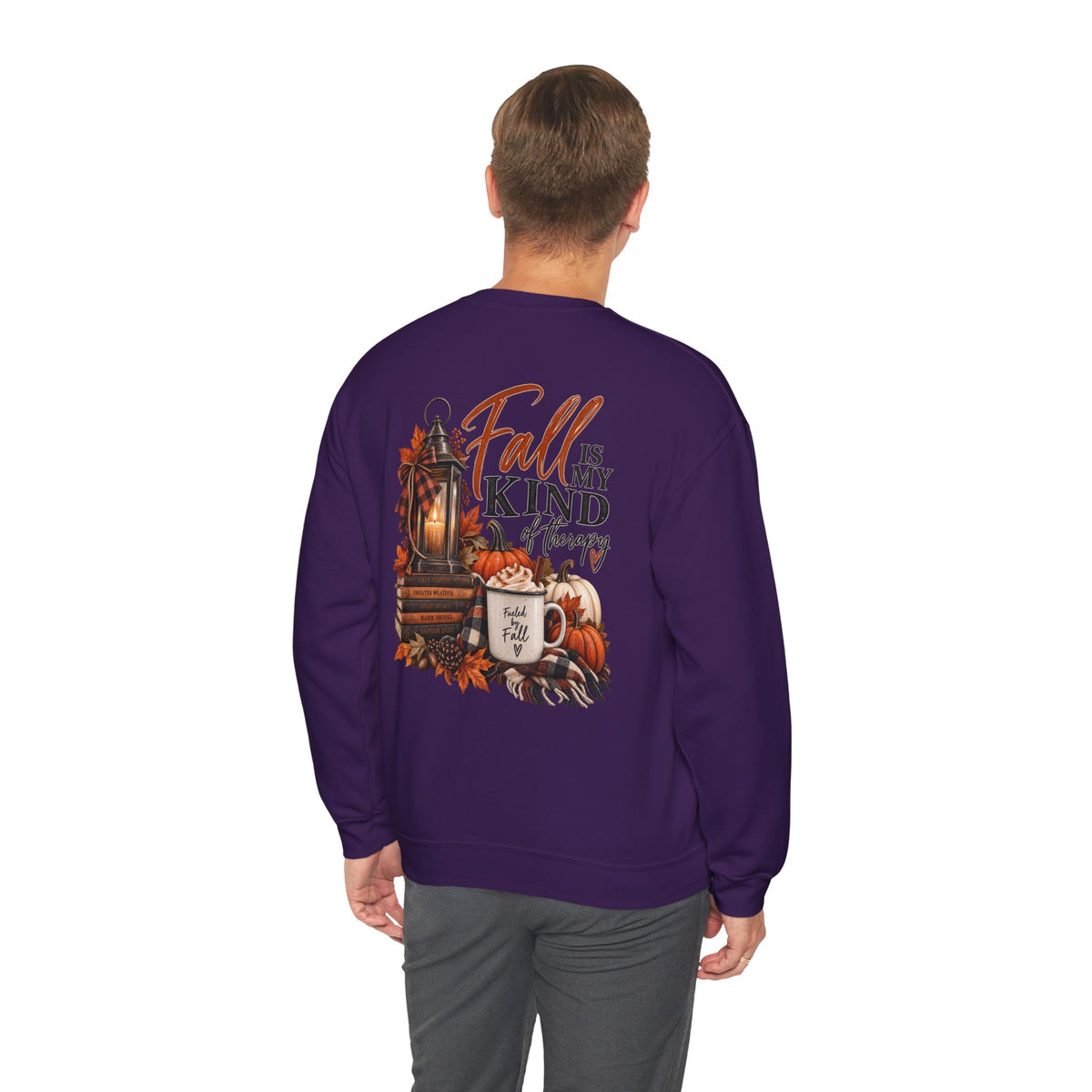 Fall Is My Kind Of Therapy Sweatshirt | Autumn Leaves Lantern Coffee Pumpkin