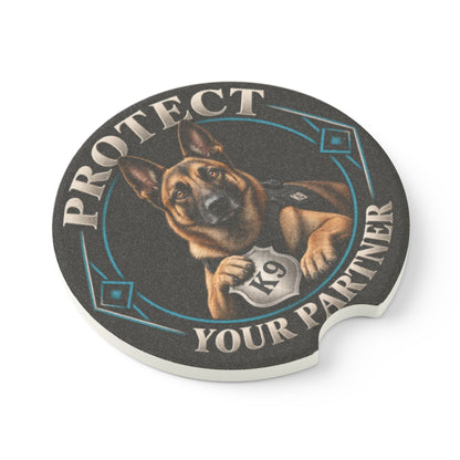 Protect Your Partner K9 German Shepherd Soapstone Car Coaster