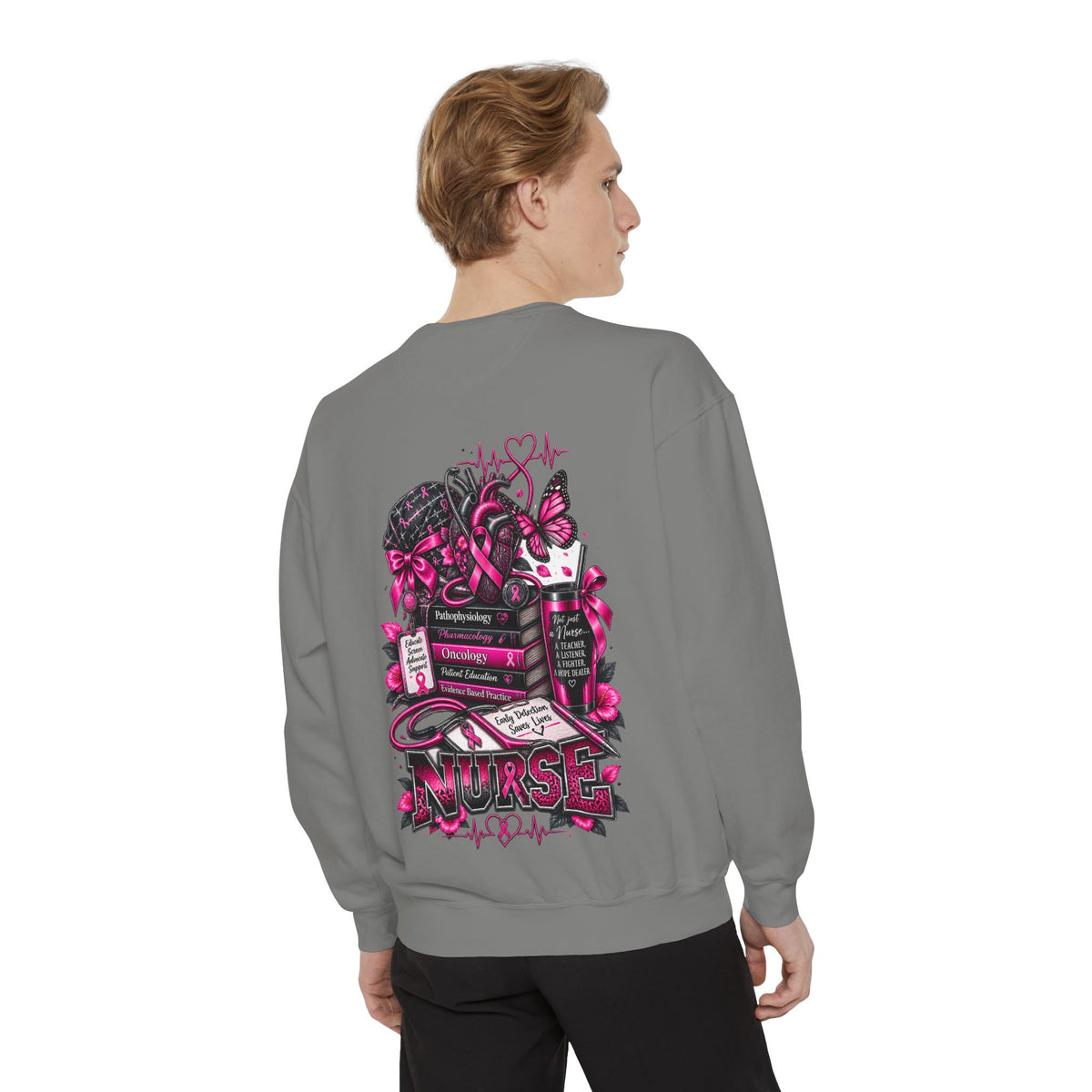 Breast Cancer Awareness Nurse Sweatshirt — Pink Ribbon RN Crewneck