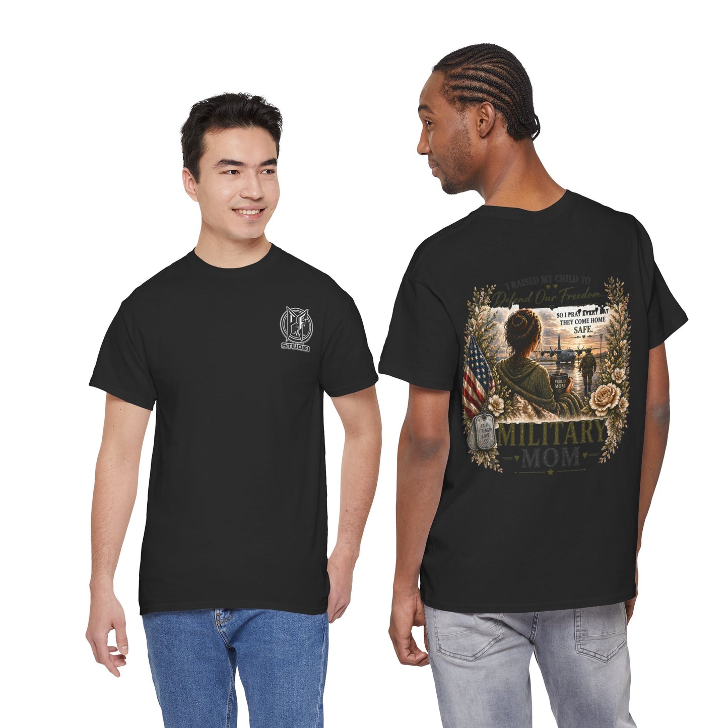 Military Mom Tee — “I Raised My Child to Defend Our Freedom” Patriotic Shirt