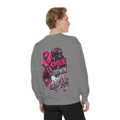 Breast Cancer Awareness Sweatshirt  Firefighter edition— "Knock It Down Cancer" Crewneck