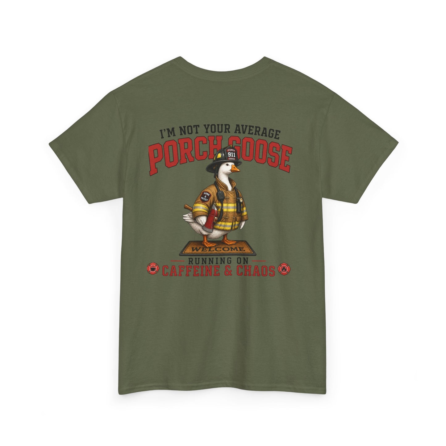 Firefighter Porch Goose T-Shirt — Show Off Your Porch Goose & Support Firefighters