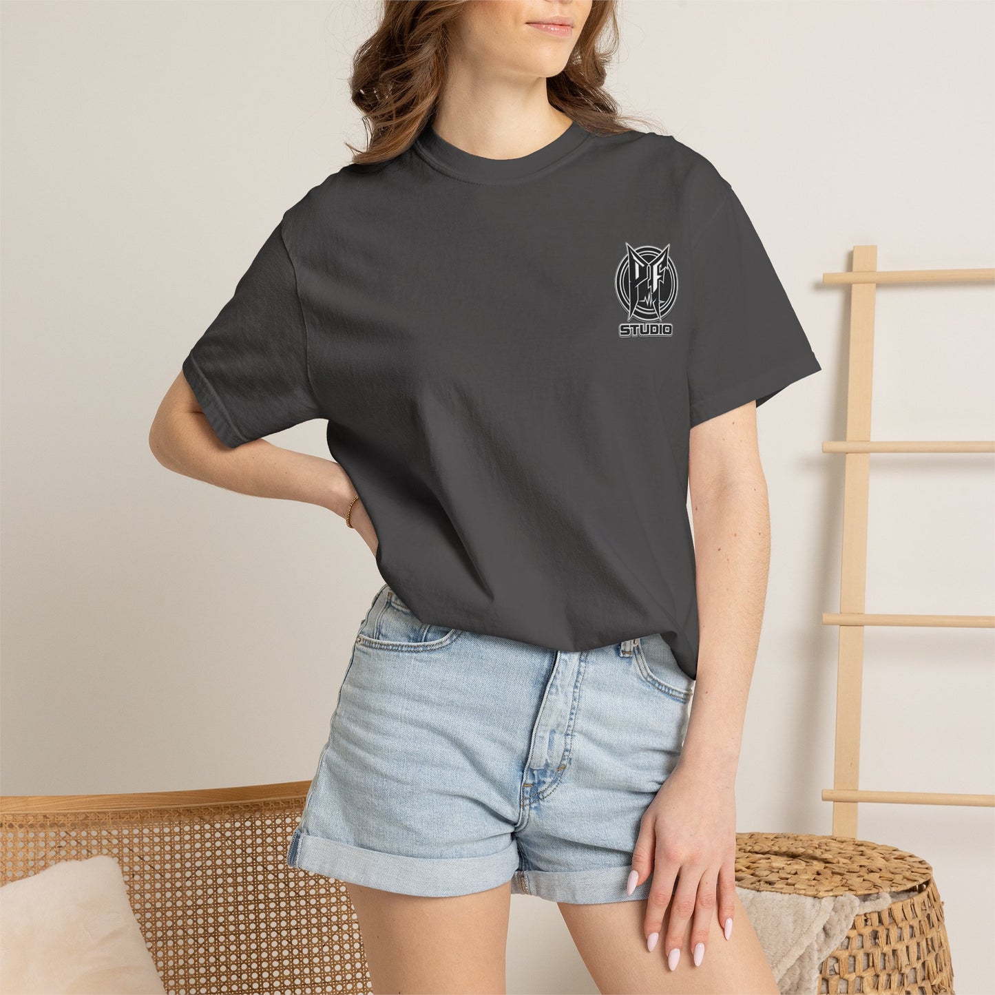 Firefighter Red & Black Thin Line Tee — Distressed American Flag Back Design