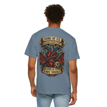 Paramedic Tattoo Heart T‑Shirt — "Some of Us Wear Our Stories in Ink, Some of Us Save Yours"